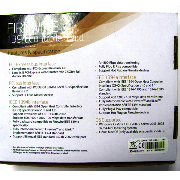 Skymaster PCI-E IEEE 1394 Firewire Card