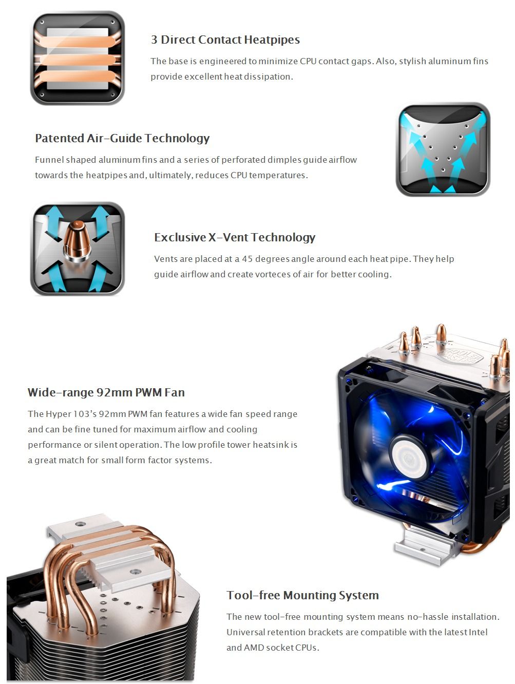 Cooler Master Hyper 103 Universal CPU Cooler (RR-H103-22PB-R1)