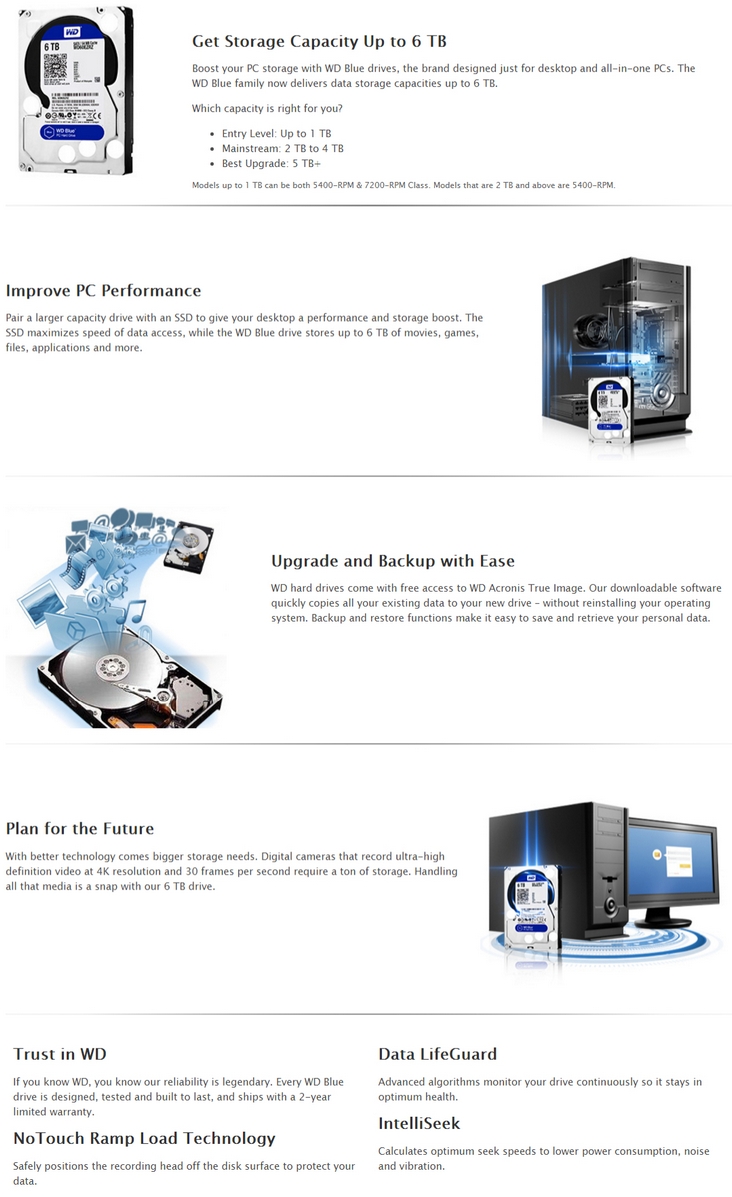 Western Digital 2TB Blue SATA Hard Drive (WD20EZRZ)