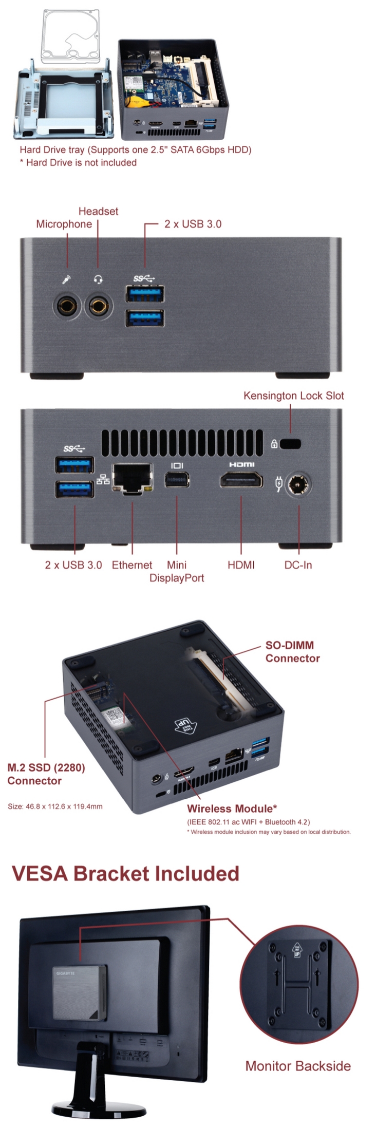 Gigabyte BRIX GB-BSi3H-6100 Barebone Kit - i3